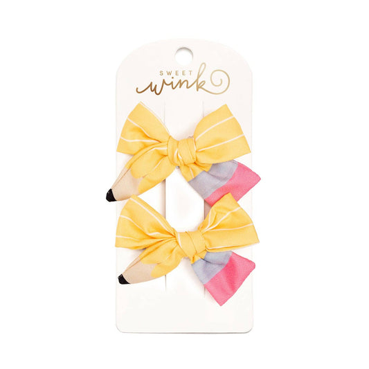 School Days Pencil Bow Clip Set - Back To School - Hair