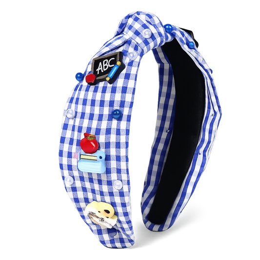 Blue Gingham ABC Headband