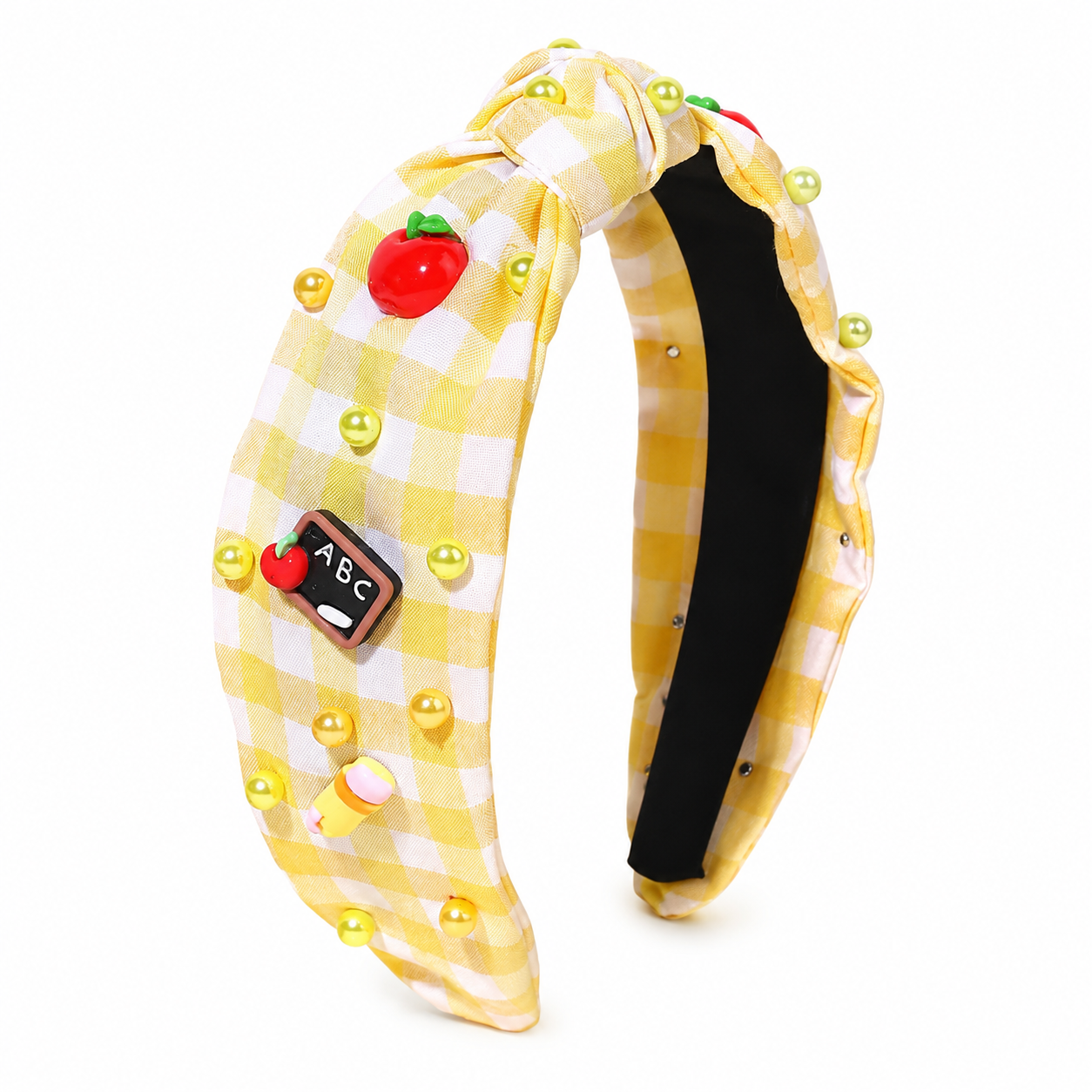 Yellow Gingham ABC Headband