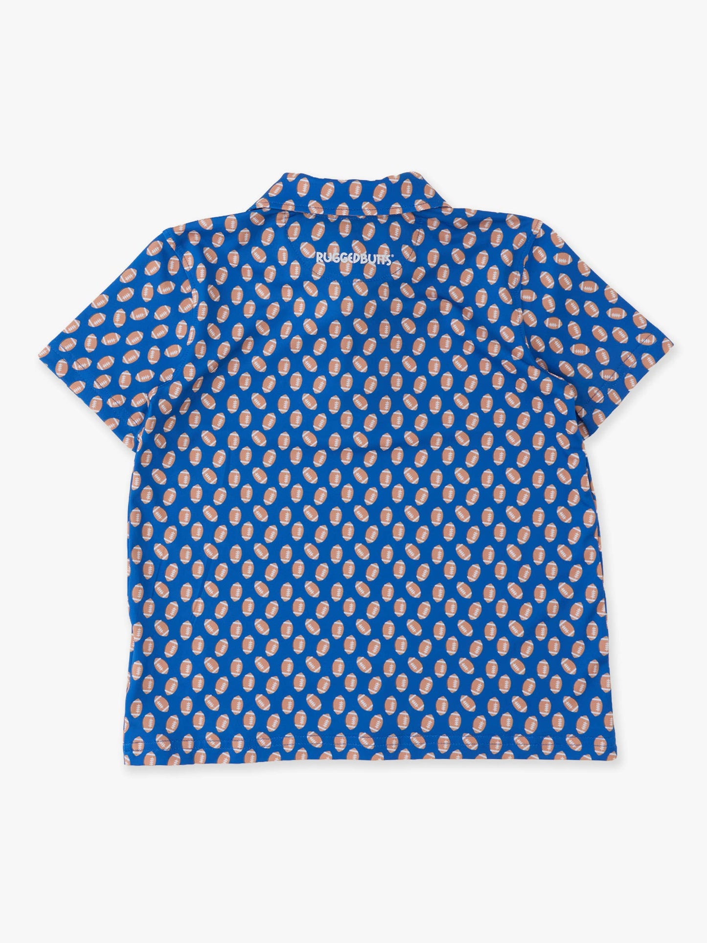 Boys Varsity Blue Football Frenzy Knit Short Sleeve Performance Polo