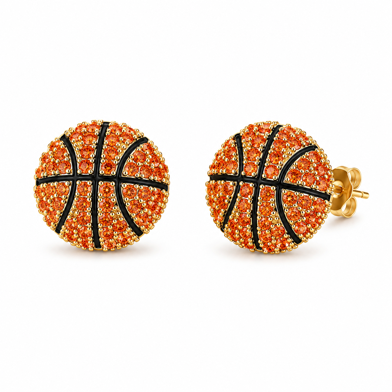Rhinestone Basketball Stud Earrings