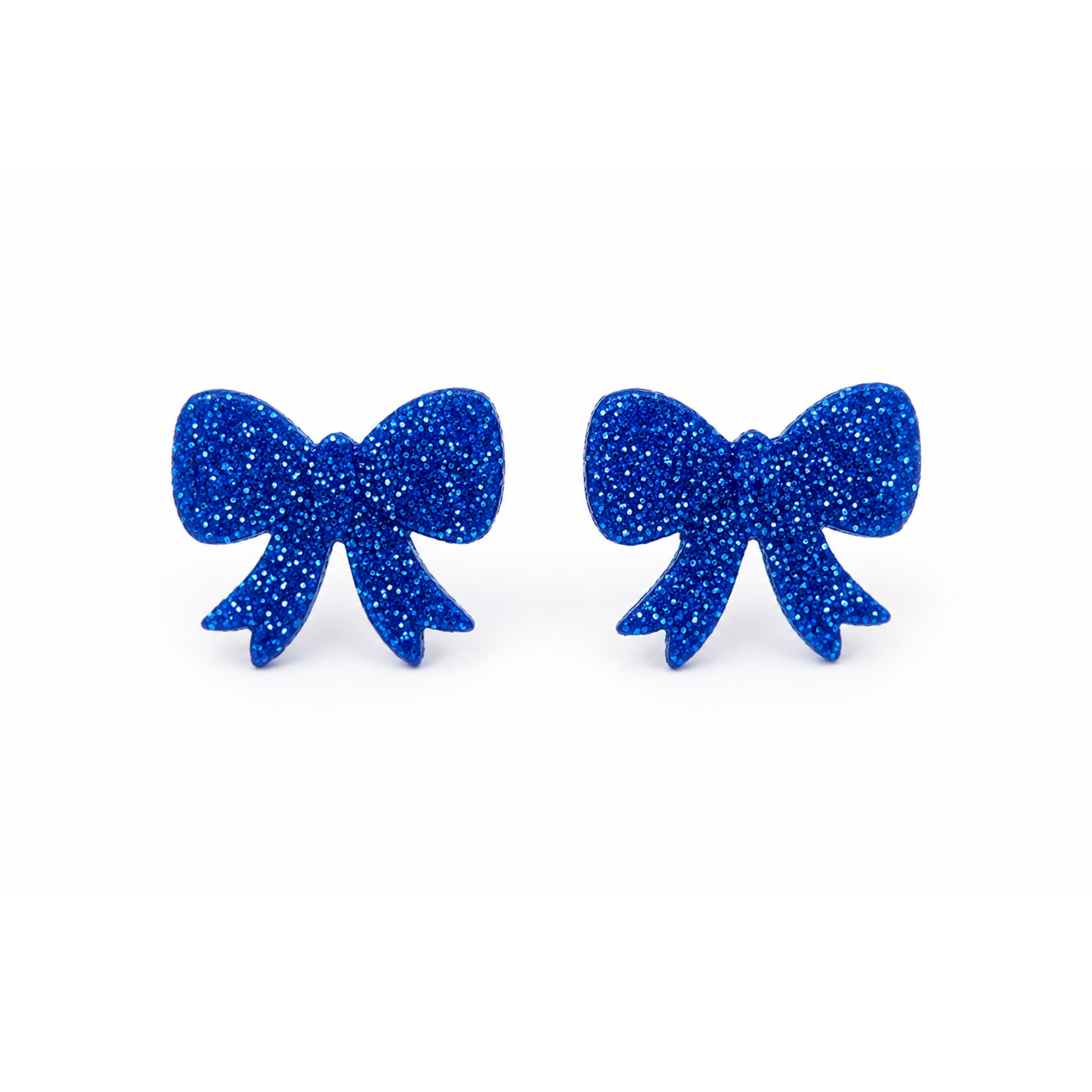 Blue Glitter Bow Earrings
