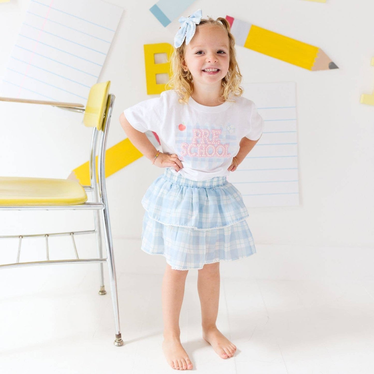 Blue Plaid Bow Clip - Hair Bows - Back To School