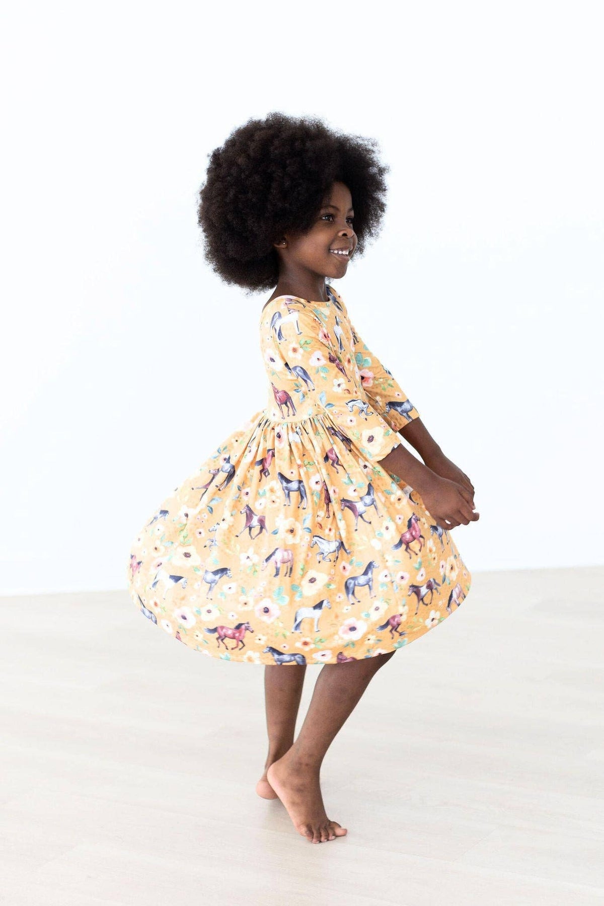 Ponies & Poppies 3/4 Sleeve Dress