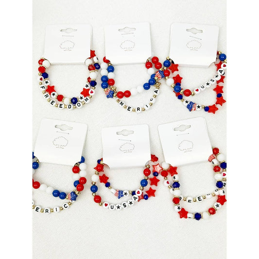 Mix Beaded Stretch USA Bracelet