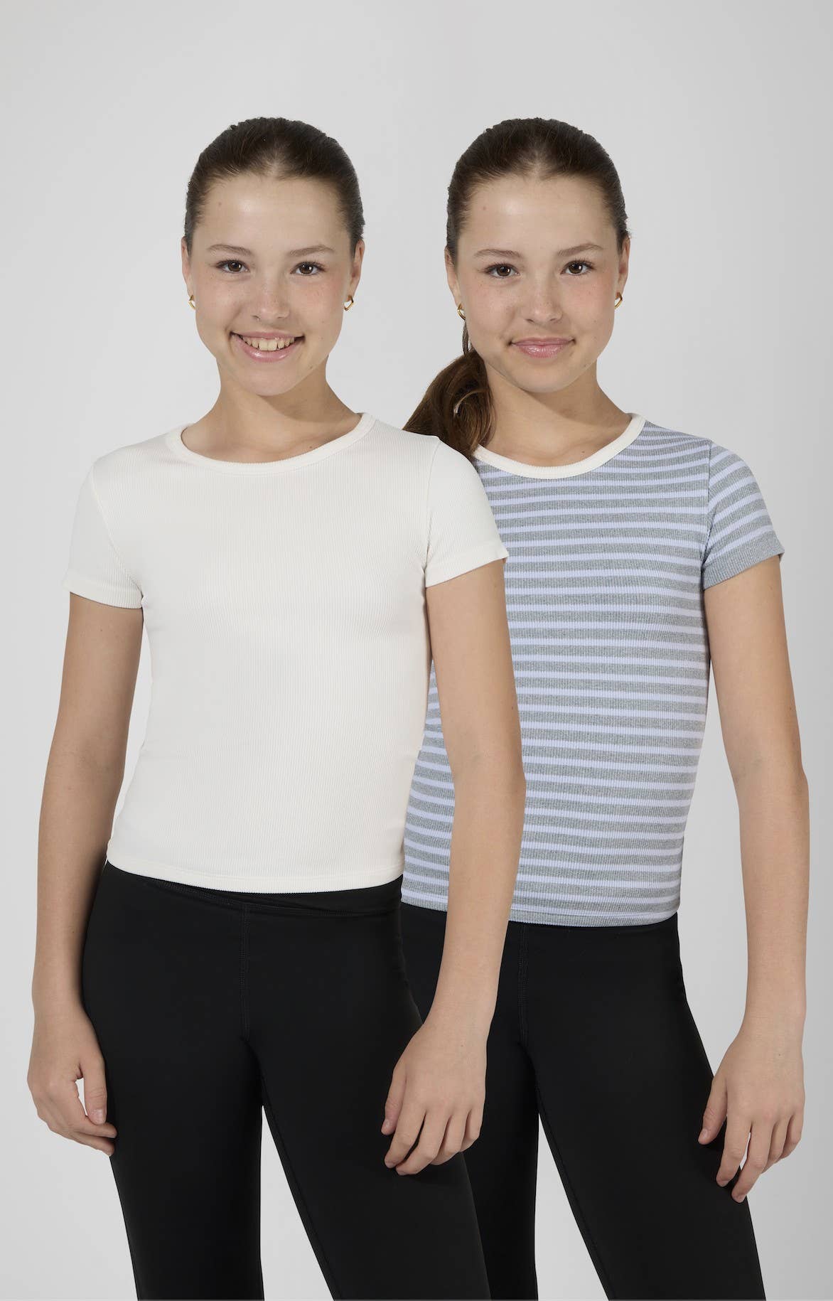 Tween Girls Rib Seamless Stripe Short Sleeve Tee