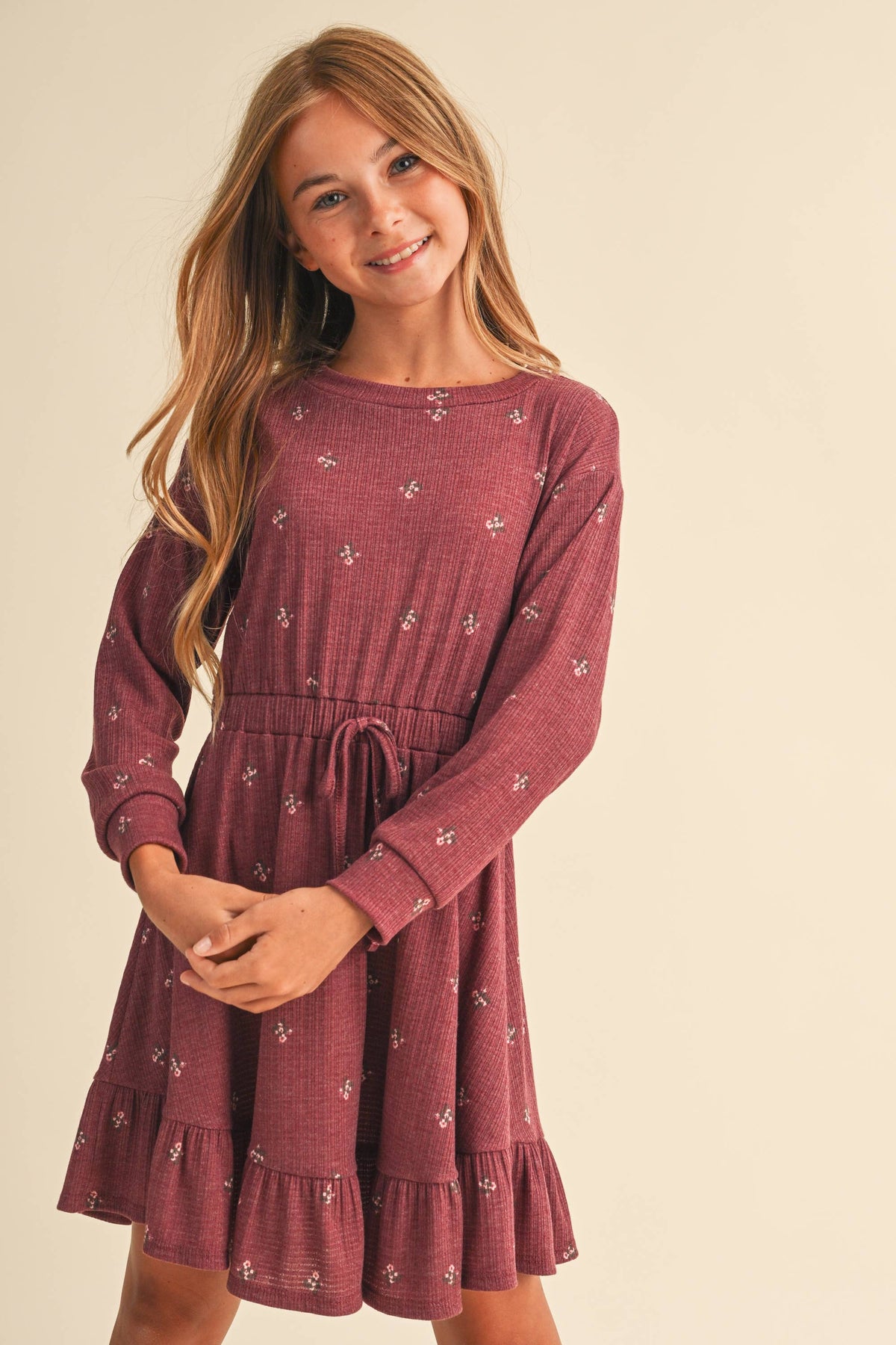 TWEEN KIDS GIRLS KNIT LONG SLEEVE DRESS