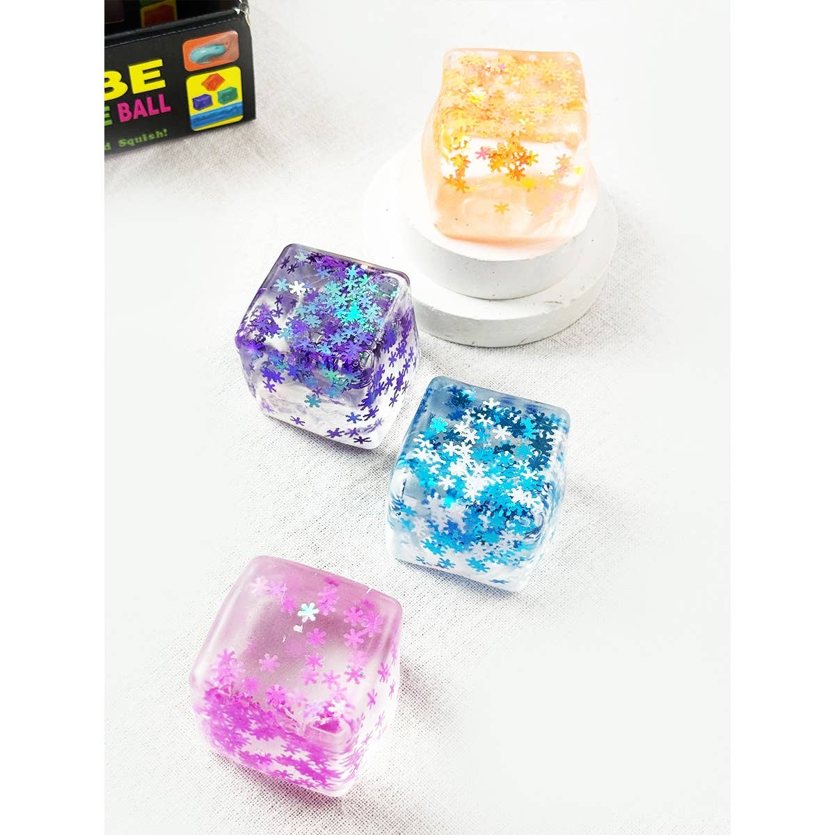 SnowFlake Maltose Cube Squishy Stress Ball