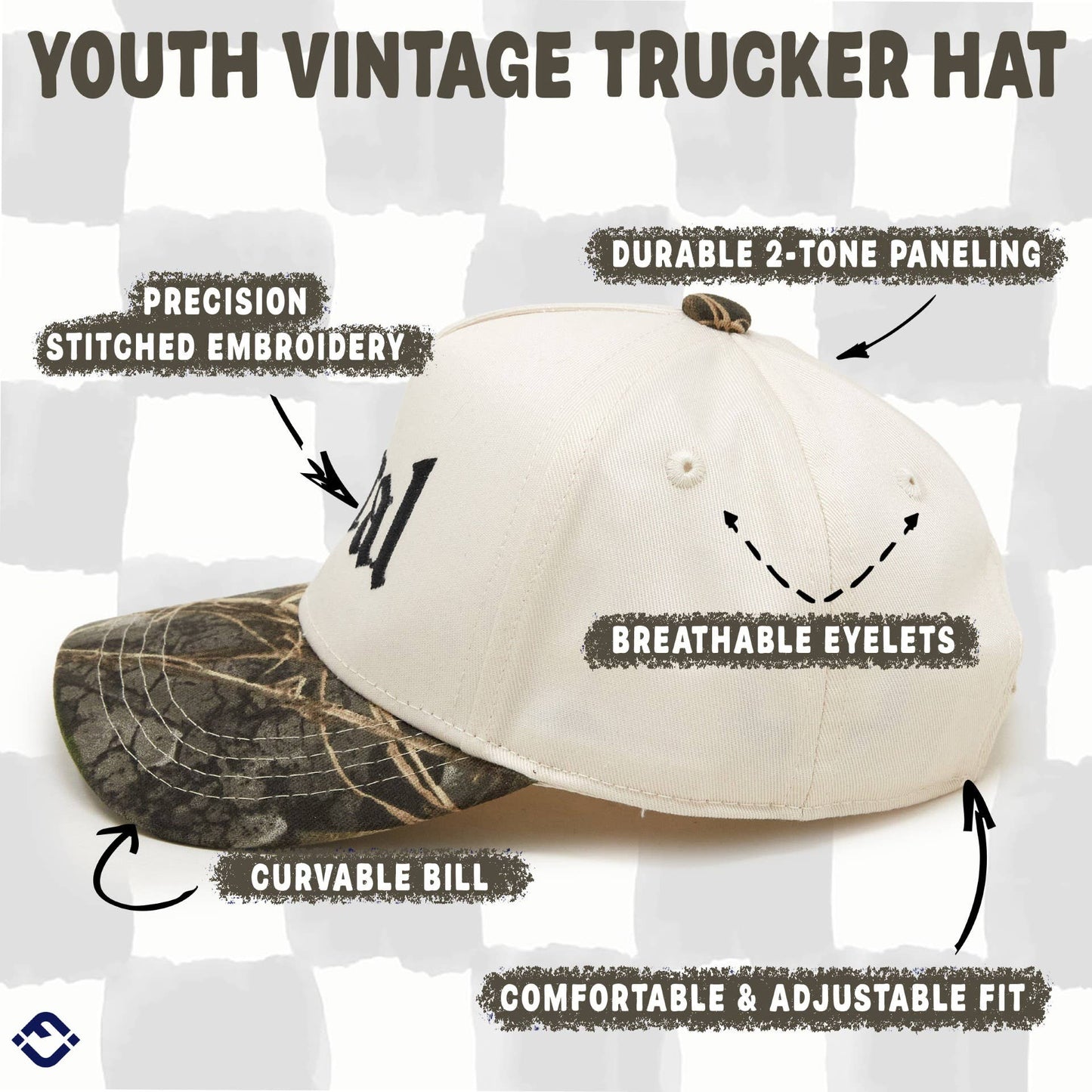 Kid/Baby 2-Tone Cap: Feral - Wood Camo/Beige