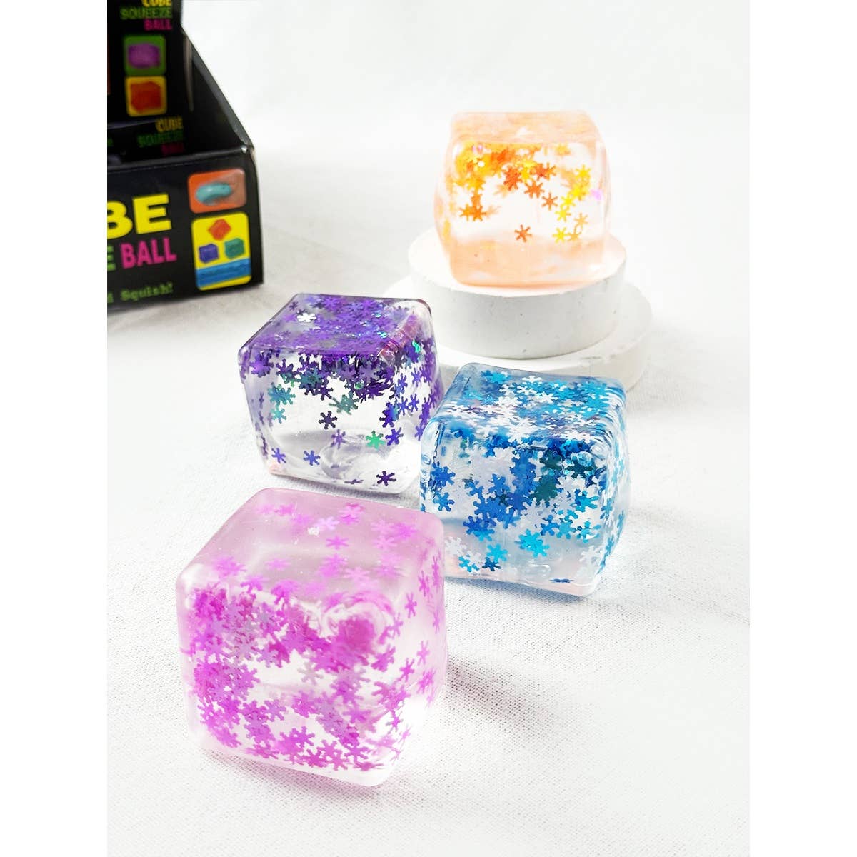 SnowFlake Maltose Cube Squishy Stress Ball
