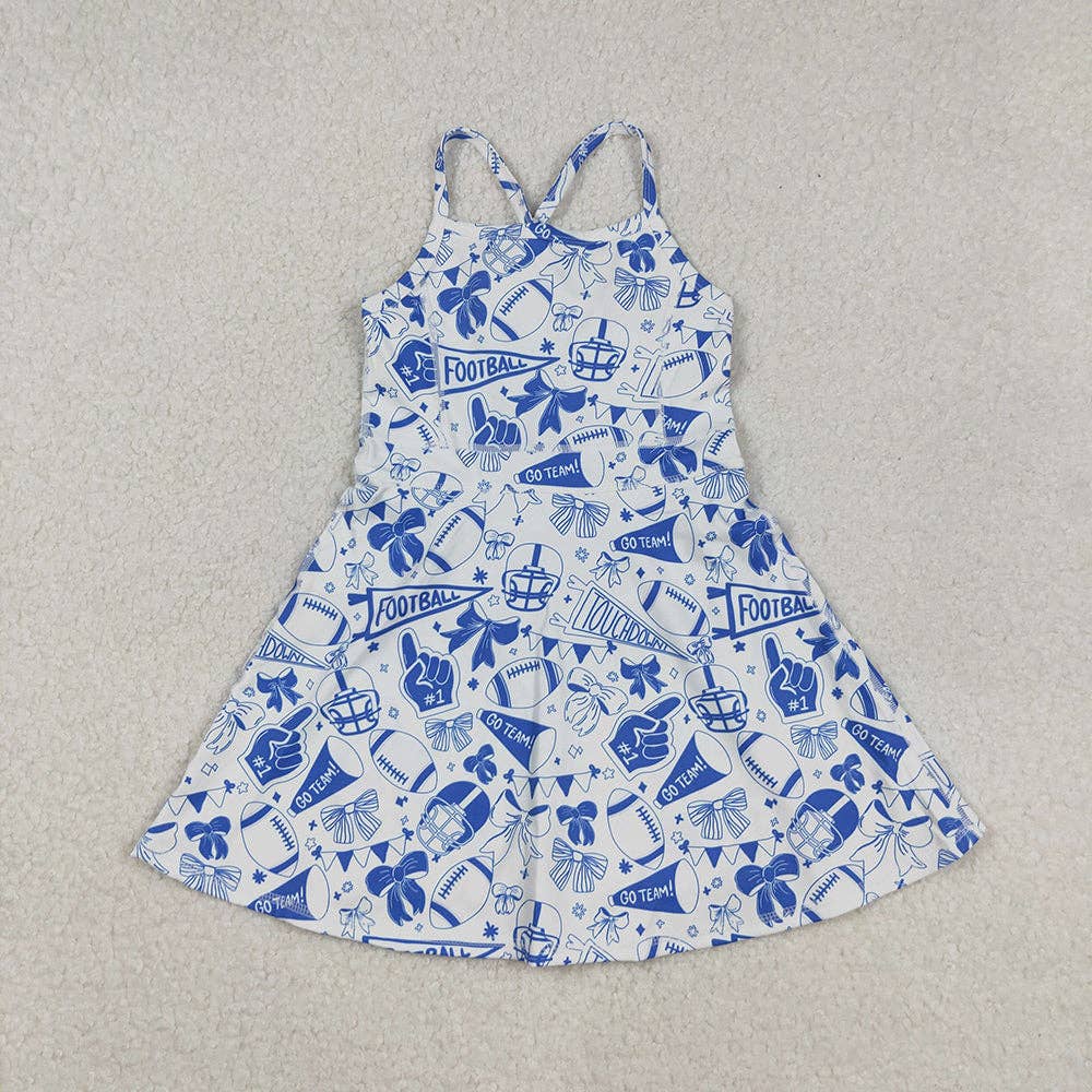 Baby Girls Strap Go Team Bows Cheer Shorts Yoga Active Knee Length Dresses