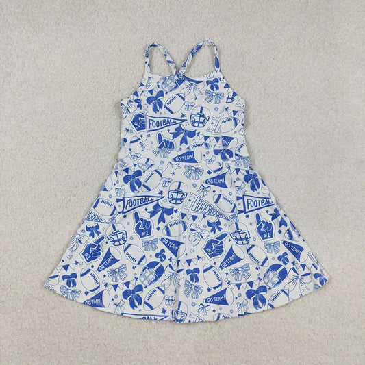 Baby Girls Strap Go Team Bows Cheer Shorts Yoga Active Knee Length Dresses
