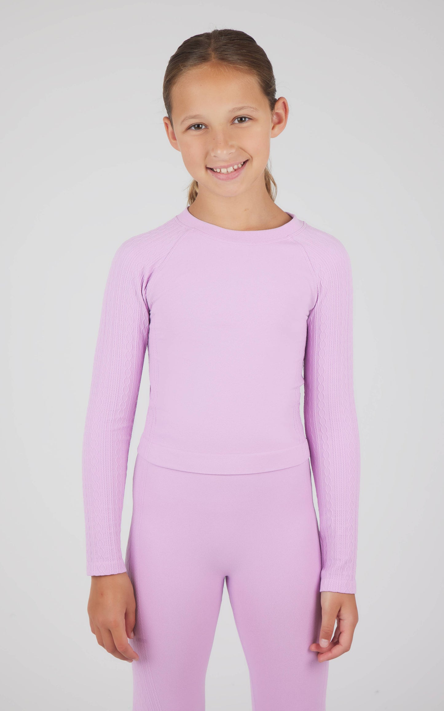 Girls Seamless Cable Textured Top & Leggings