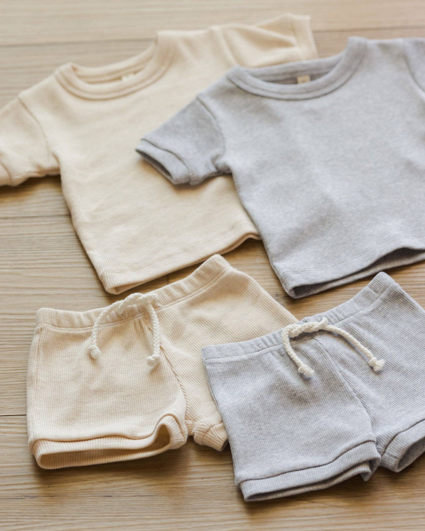 Ribbed Shortie Set Dusty Blue