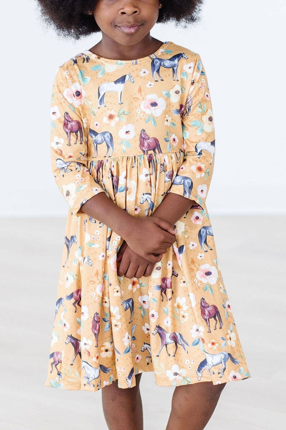 Ponies & Poppies 3/4 Sleeve Dress