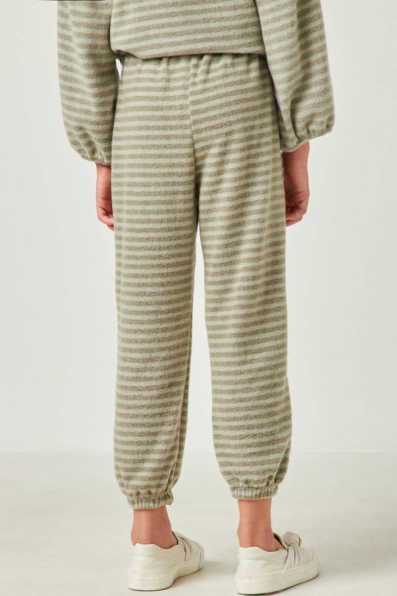 Girls Brushed Striped Jogger & Sweatshirt Set