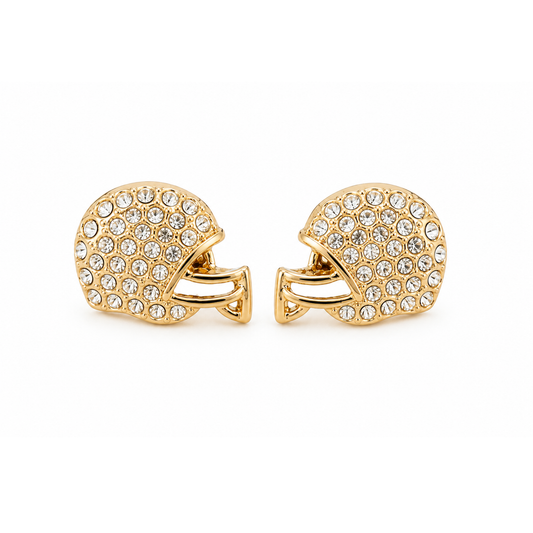 Rhinestone Football Helmet Earrings