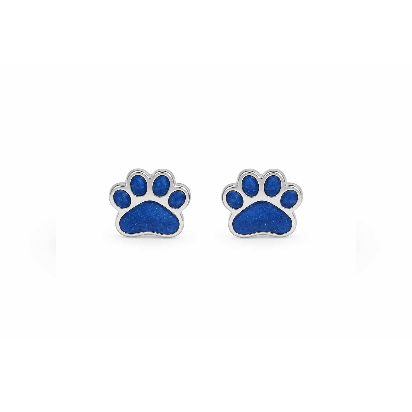 Blue Paw Print Stud Earrings
