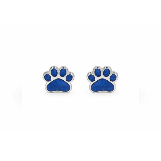 Blue Paw Print Stud Earrings