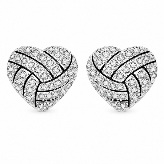 Rhinestone Volleyball Heart Studs