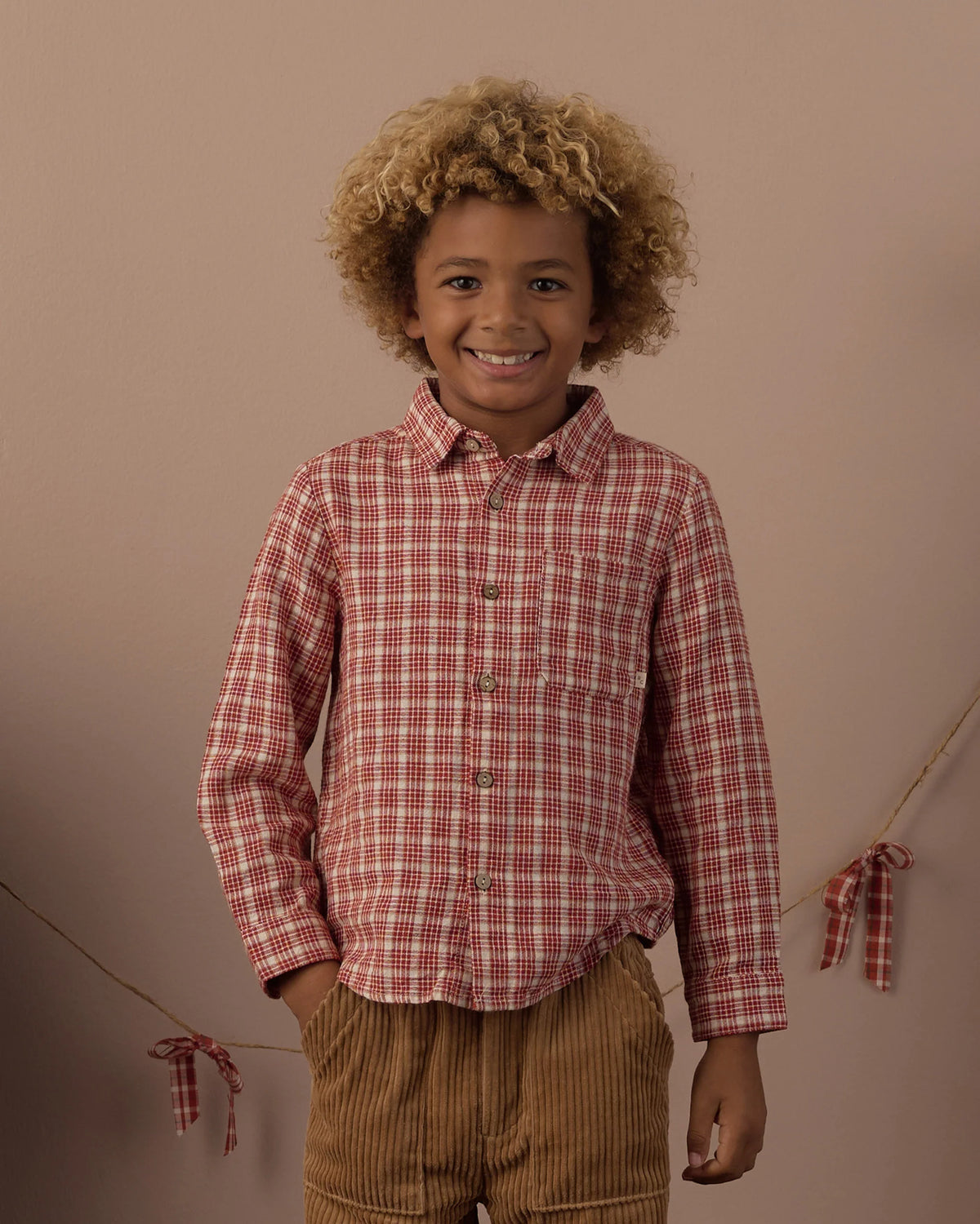 Collared Long Sleeve Shirt Vintage Plaid